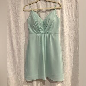 Light Teal V neck Spaghetti Strap Dress